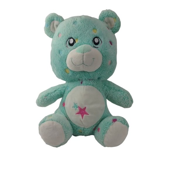 Kellytoy Mint Green Polka Dot Stars On Belly Bear Plush 12" Stuffed Animal - Picture 2 of 6